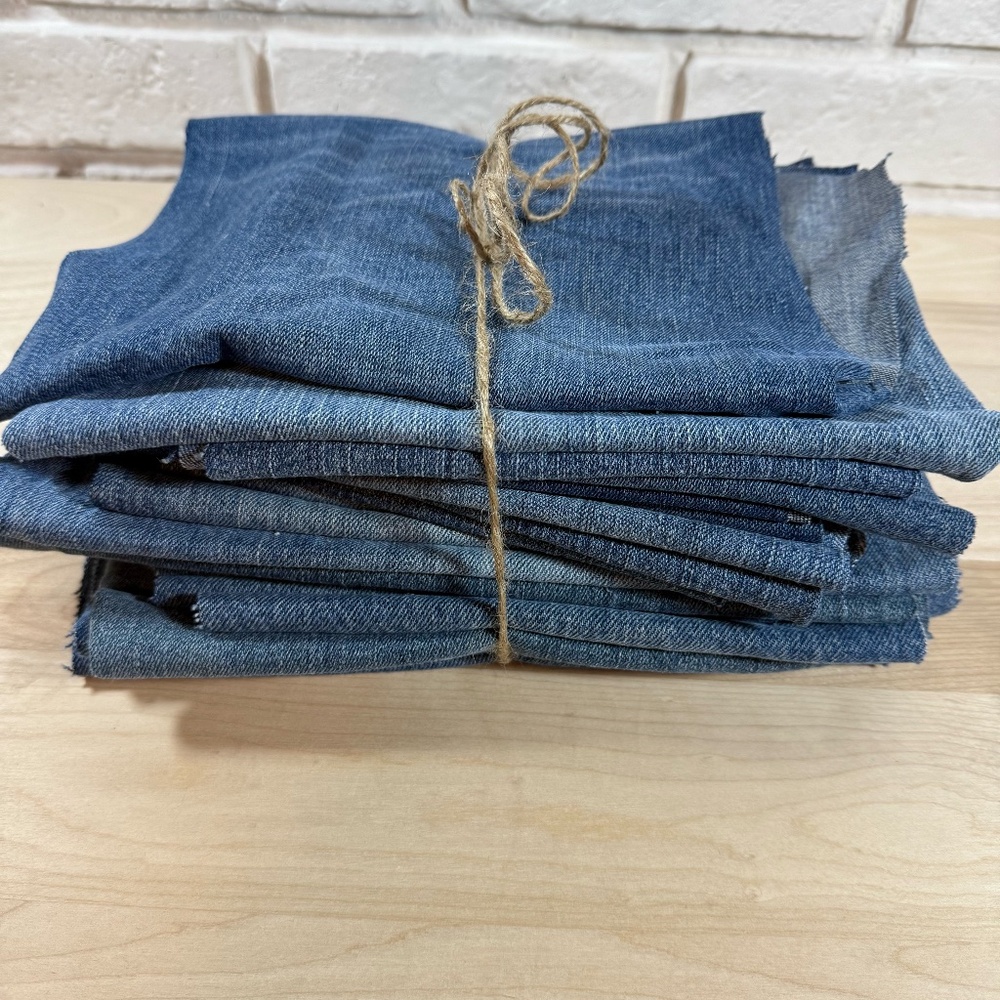 Denim Pieces for Quilting & Sewing Projects from Jeans legs, Asst. Sizes/Weights